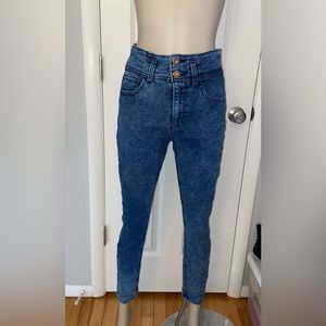 High-Waist Acid Wash Denim Jegging